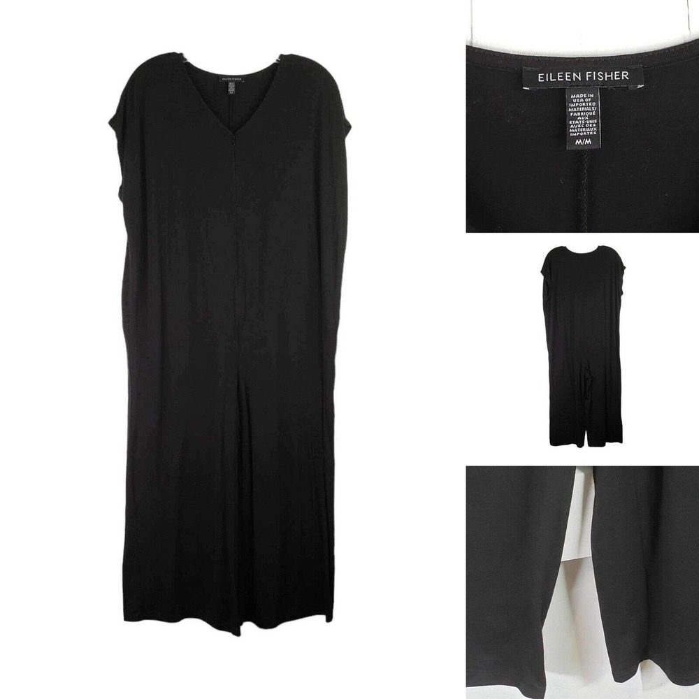 Eileen Fisher Jumpsuit Size M Womens Stretch Knit Romper Cap Sleeve Tencel